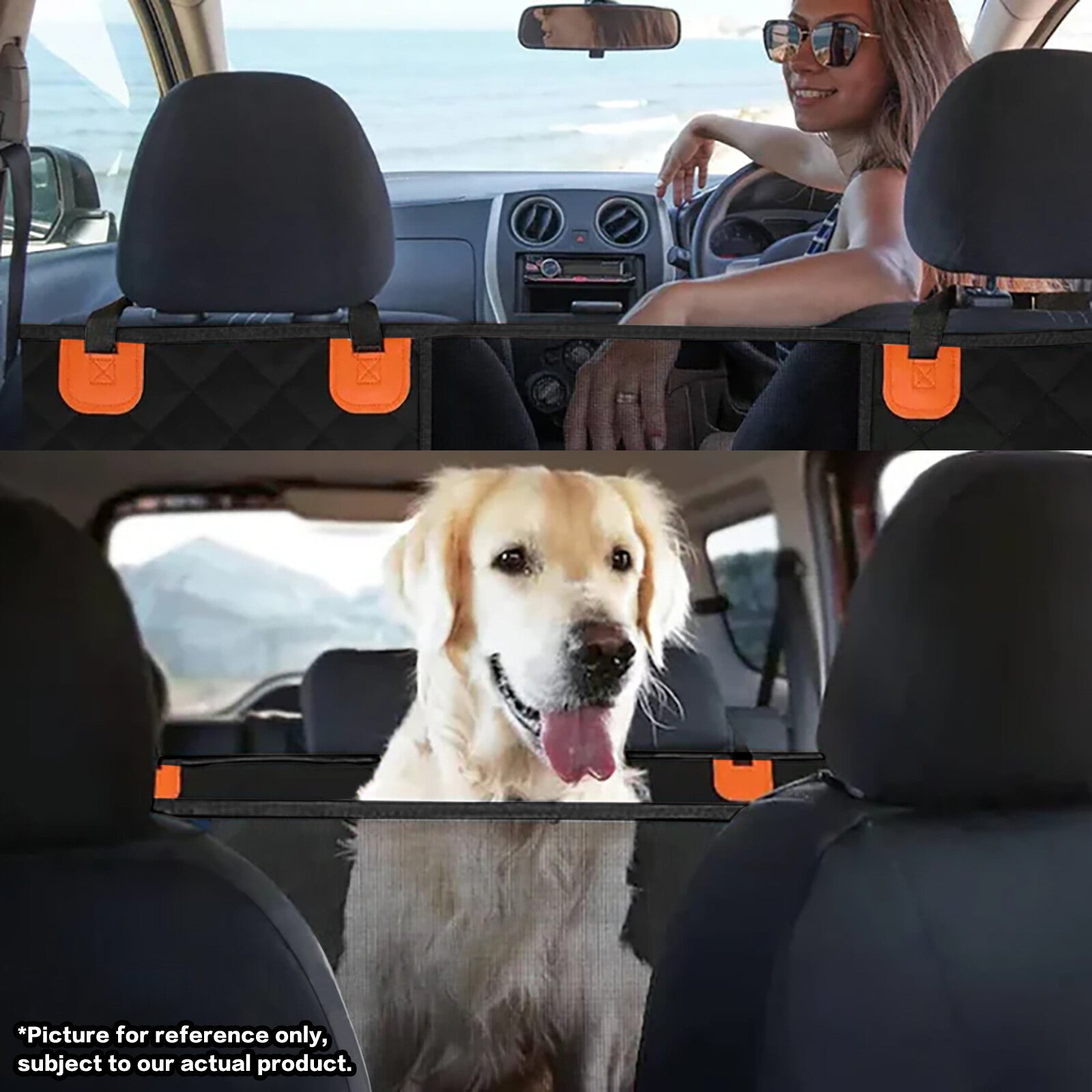 Oz Bargains™ PetRide Guard – Hard-Bottom Back Seat Extender & Dog Hammock | Heavy-Duty Car Seat Protector (Black)