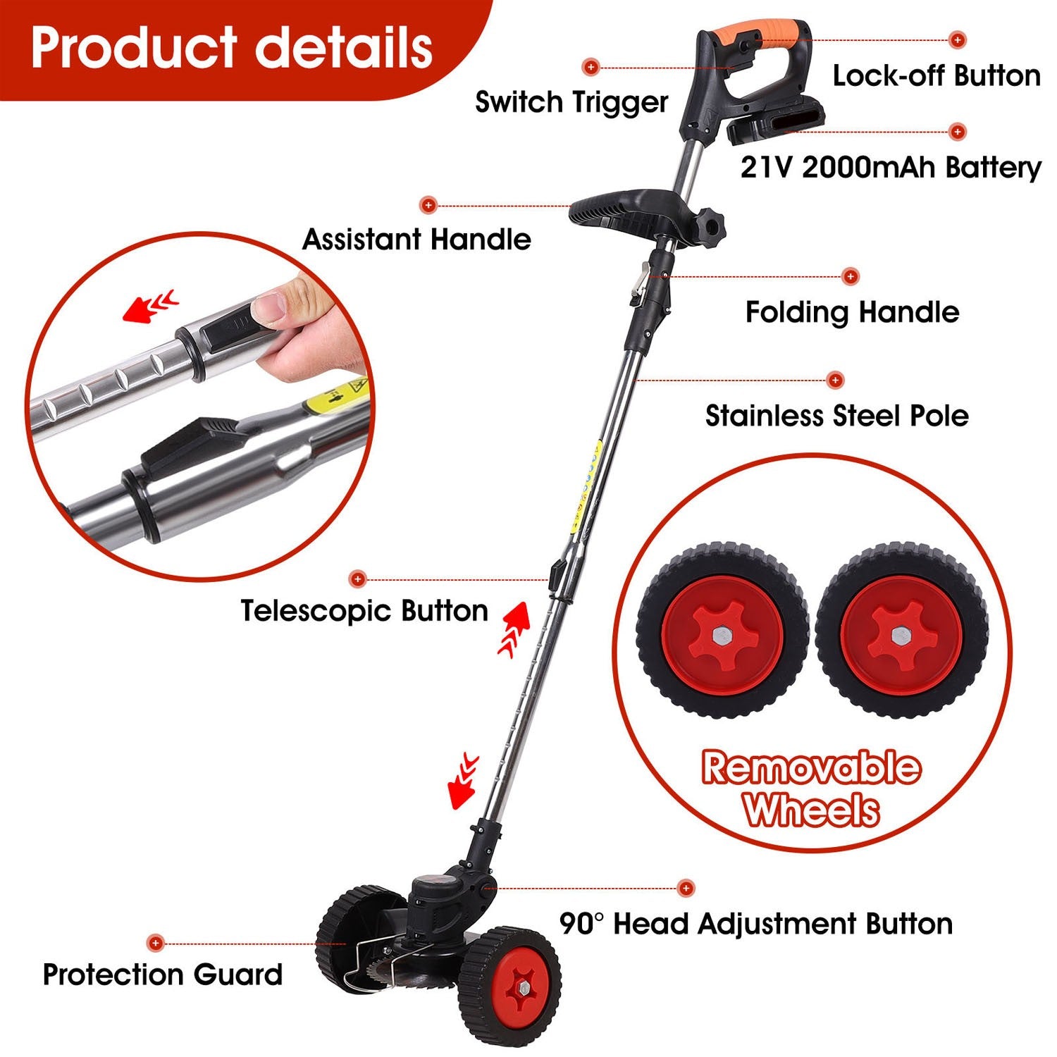 Oz Bargains™ TurboTrim Pro – Cordless Grass Trimmer & Electric Lawn Cutter | Whipper Snipper with 2x Makita-Compatible Batteries