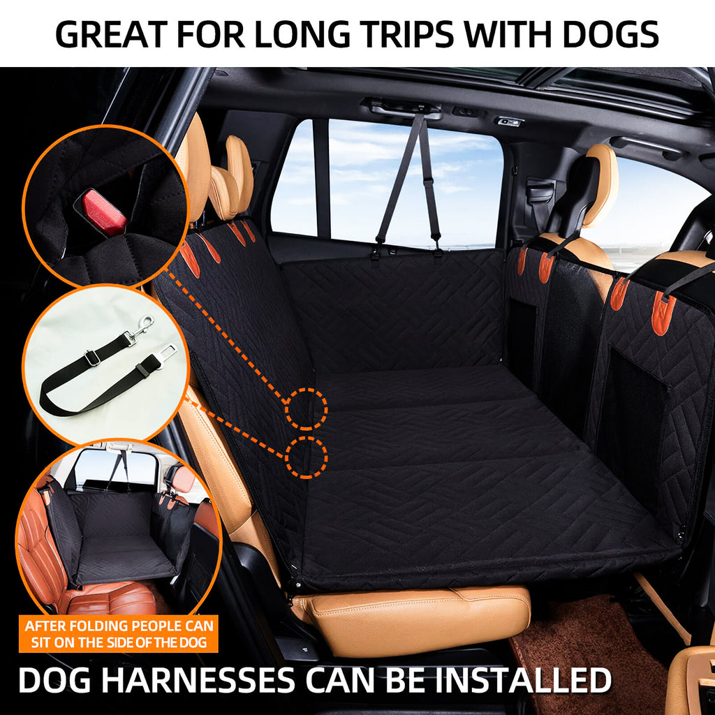 Oz Bargains™ PetRide Guard – Hard-Bottom Back Seat Extender & Dog Hammock | Heavy-Duty Car Seat Protector (Black)