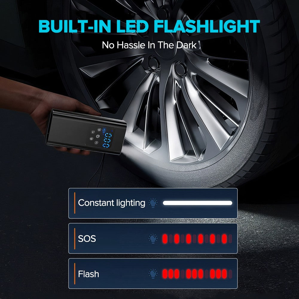 Oz Bargains™ Smart Air Pro – Portable Cordless Car Tyre Inflator | 12V Digital LCD | 150 PSI High-Power Air Pump