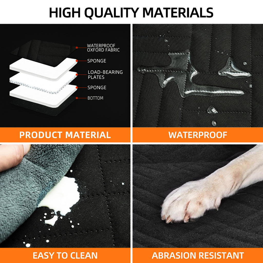 Oz Bargains™ PetRide Guard – Hard-Bottom Back Seat Extender & Dog Hammock | Heavy-Duty Car Seat Protector (Black)