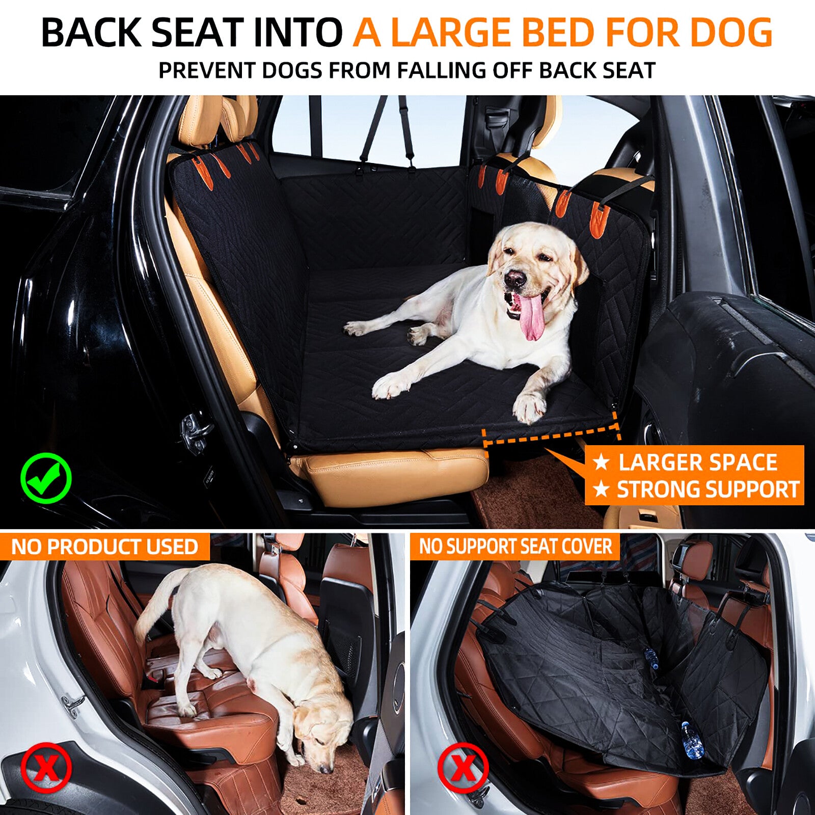 Oz Bargains™ PetRide Guard – Hard-Bottom Back Seat Extender & Dog Hammock | Heavy-Duty Car Seat Protector (Black)